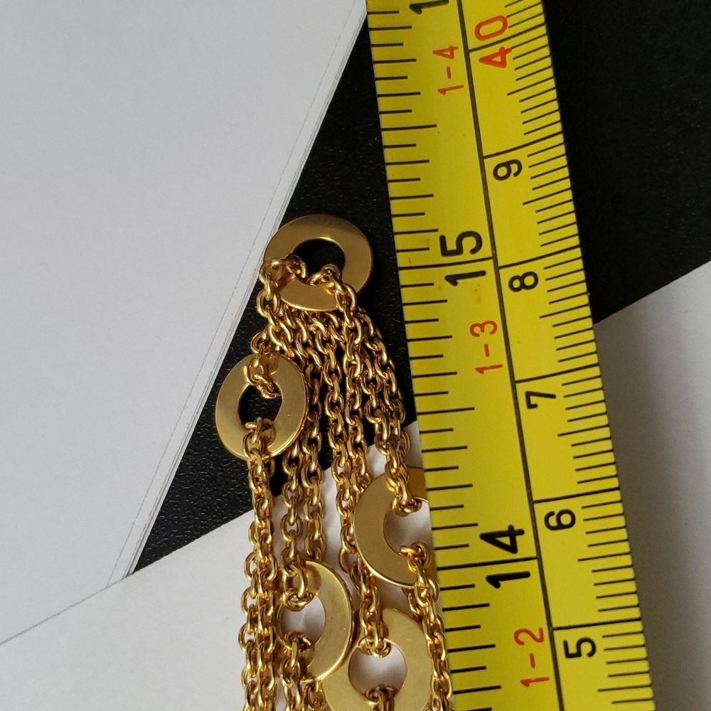 Stamped 18K Gold Italian Circles Necklace 30" Extra Long GP - Picture 3 of 9
